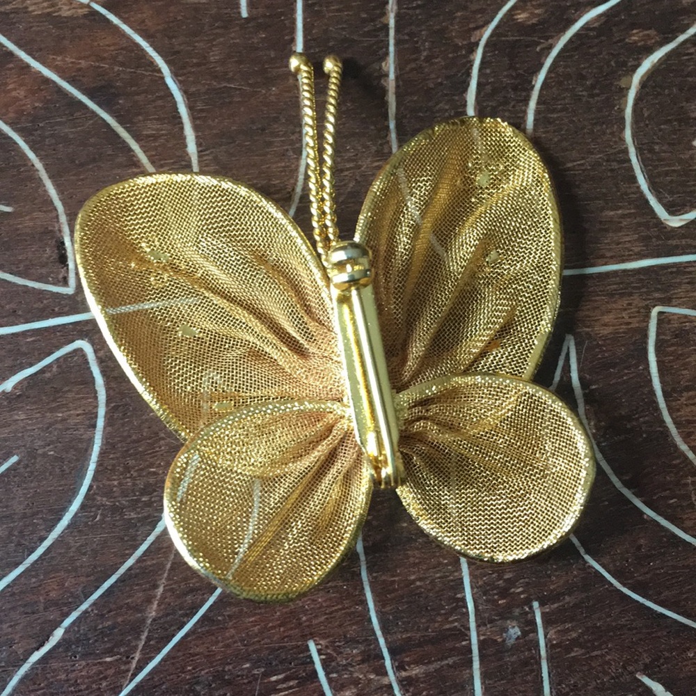 Golden Butterfly Pin - Picture 2 of 3